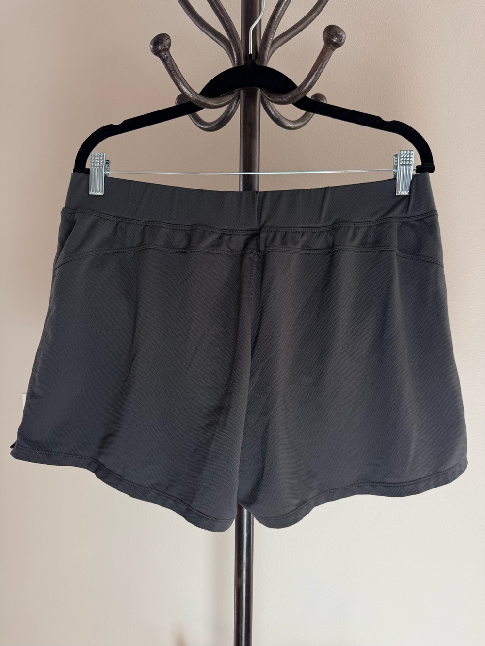 Nike Women’s Dark Gray Athletic Running Shorts with Swoosh - Picture 3 of 4